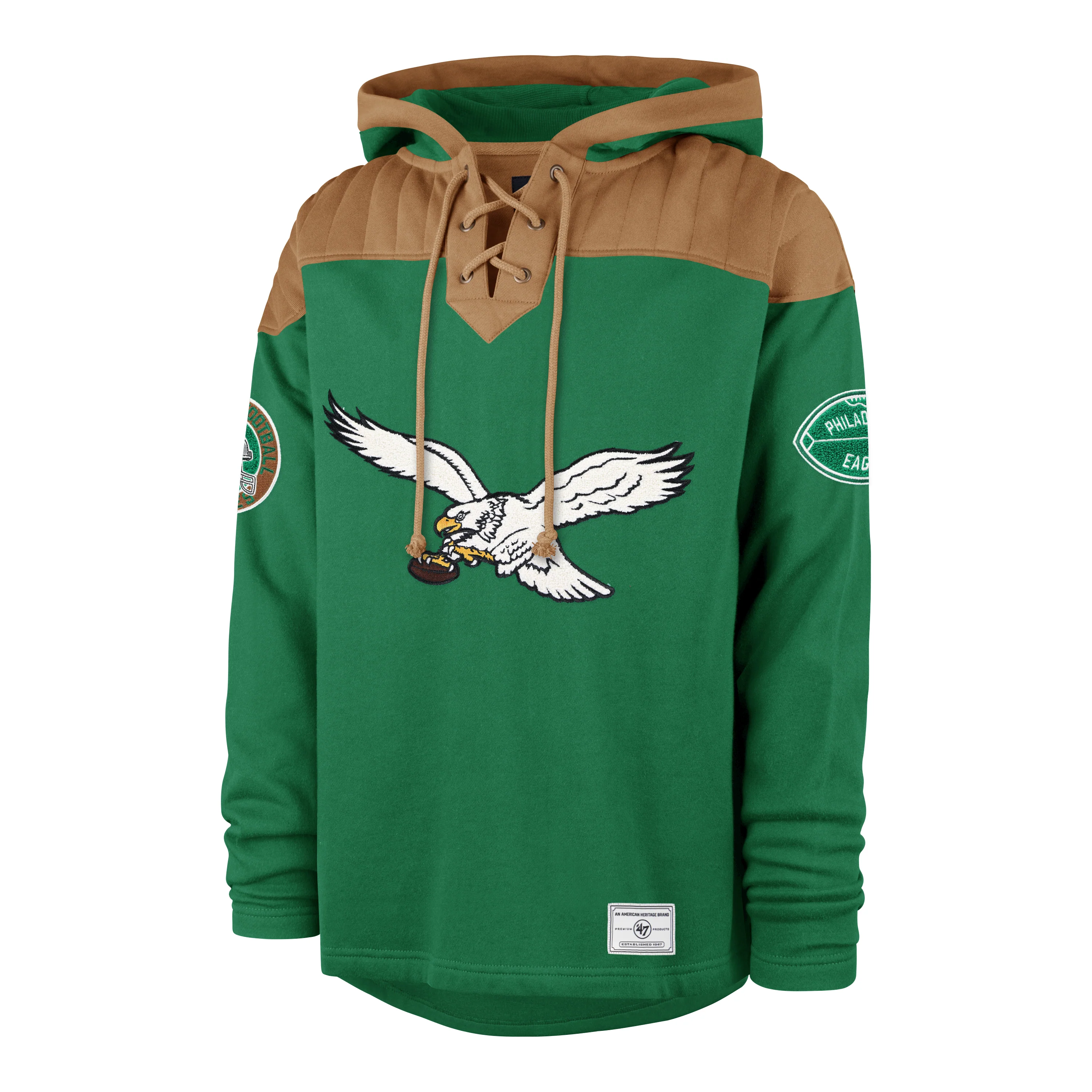 47 Brand Philadelphia Eagles Golden Age Wingback Lacer Hoodie