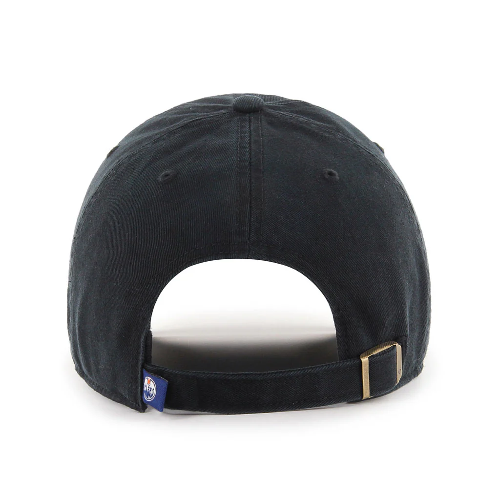 '47 Brand Edmonton Oilers Clean Up Black on Black Logo Adjustable Hat - Image 2