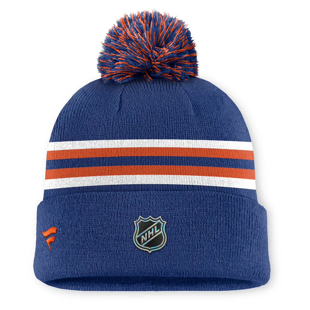 Fanatics Authentic Pro Rink 13 Cuffed Knit Beanie with Pom- Edmonton Oilers - Image 2