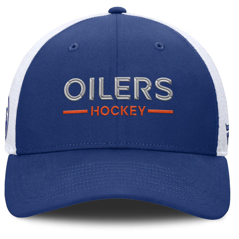 Fanatics Edmonton Oilers Authentic Pro Rink Lockup Adjustable Trucker Hat - Image 2