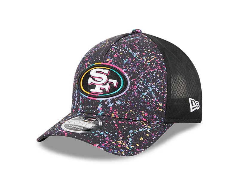 New Era San Francisco 49ers 2025 Crucial Catch 9FORTY M-Crown A-Frame Trucker Hat