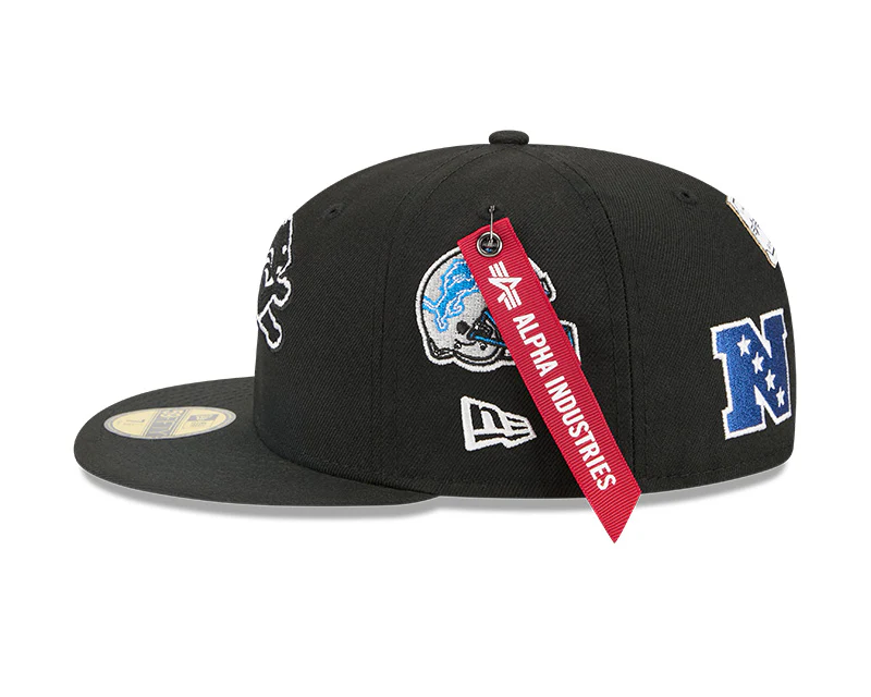New Era Detroit Lions Alpha Industries Black 59FIFTY Fitted Hat - Image 4