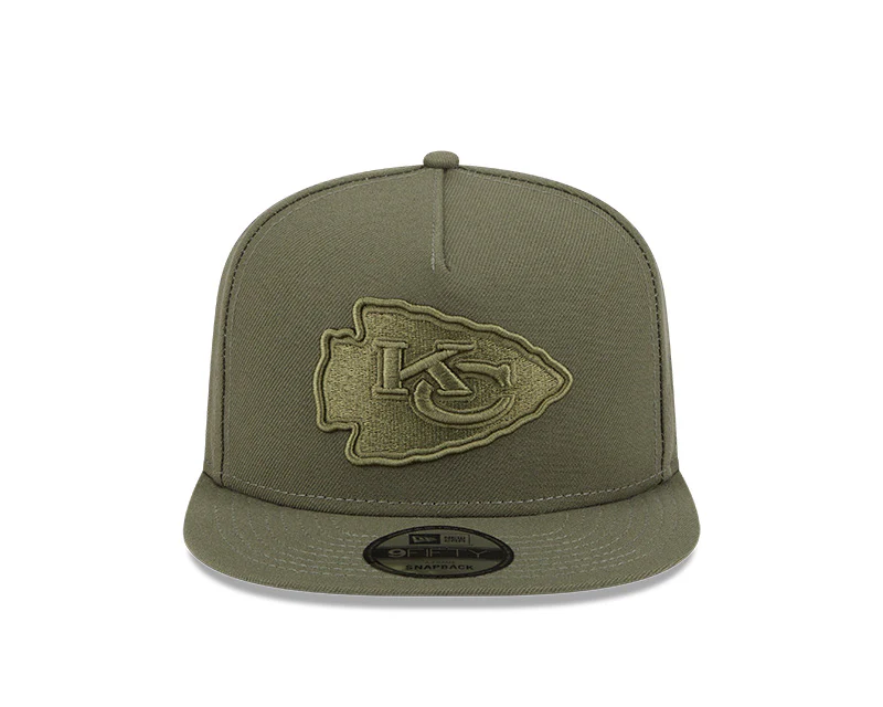 New Era Kansas City Chiefs Olive Color Pack A-Frame 9FIFTY Snapback Hat - Image 3
