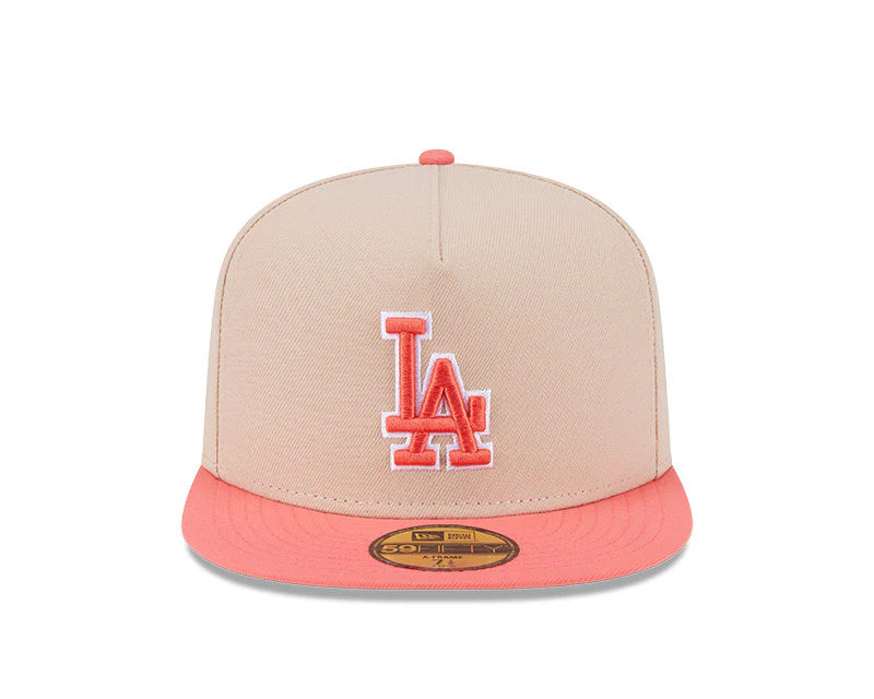 New Era Los Angeles Dodgers Salmon/Pink Two-Tone Color Pack A-Frame 59FIFTY Fitted Hat - Image 2