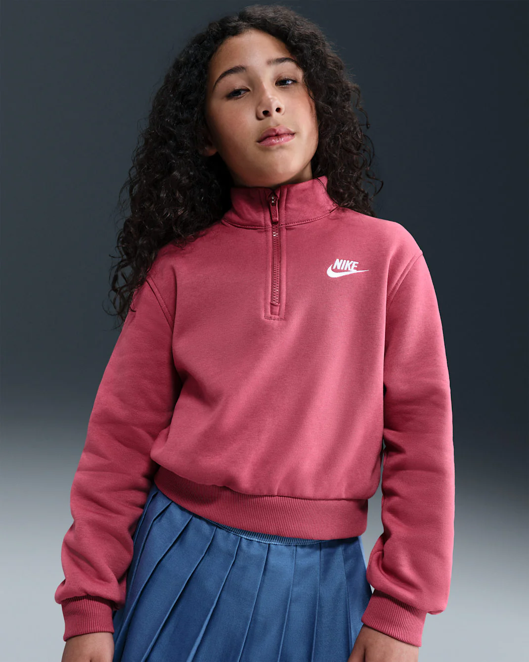 Nike Big Kids' (Girls') Sportswear Club Fleece 1/2-Zip Long-Sleeve Top - Image 4
