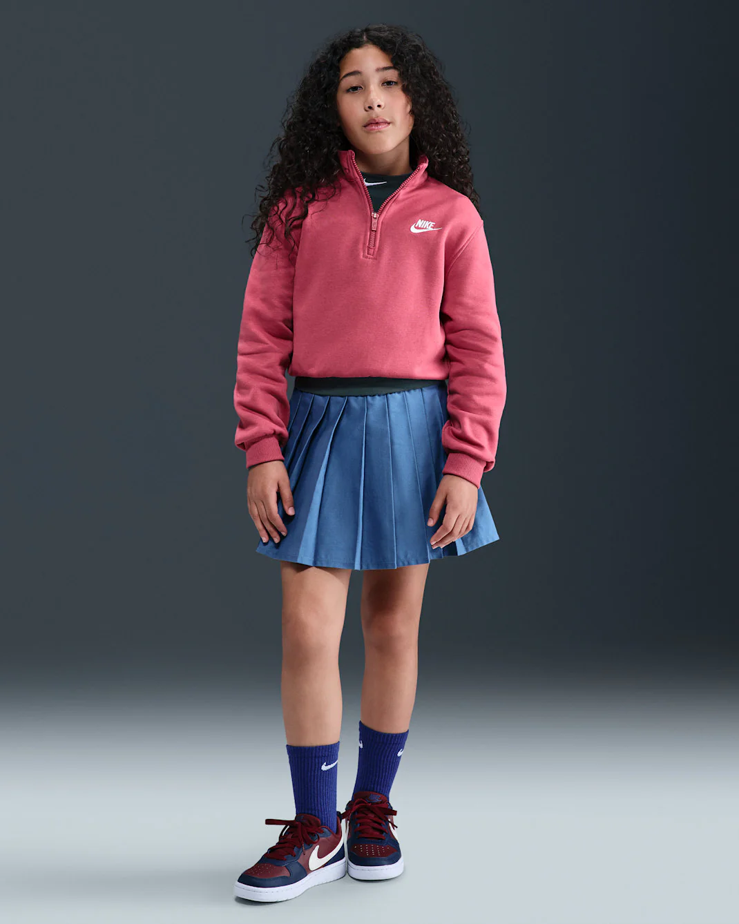 Nike Big Kids' (Girls') Sportswear Club Fleece 1/2-Zip Long-Sleeve Top - Image 6