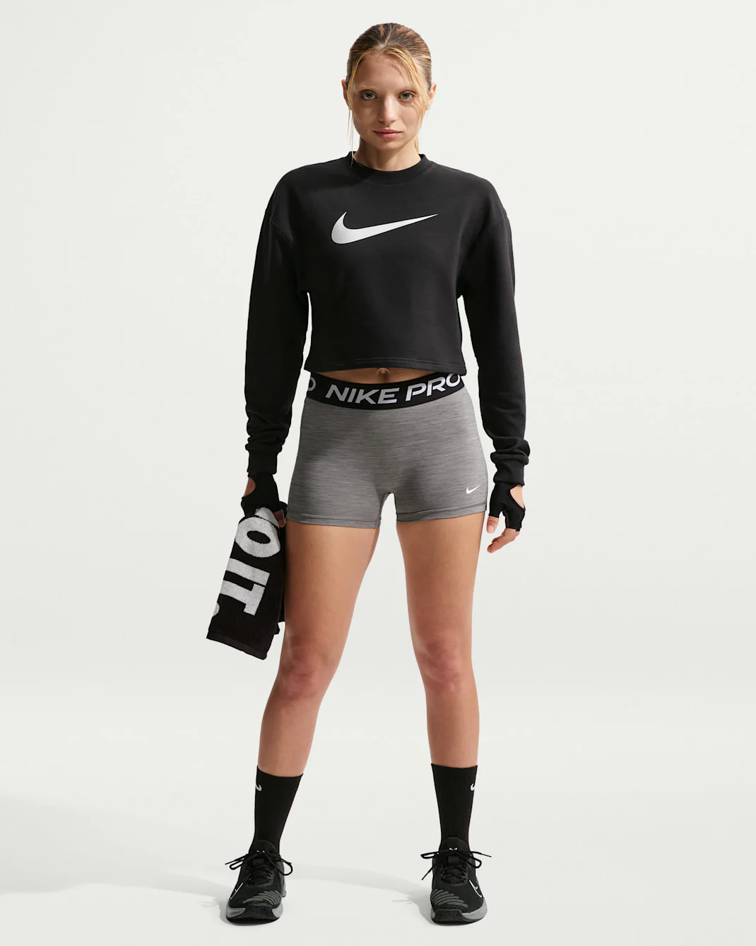 Nike Women's Pro Dri-FIT Crew-Neck French Terry Top