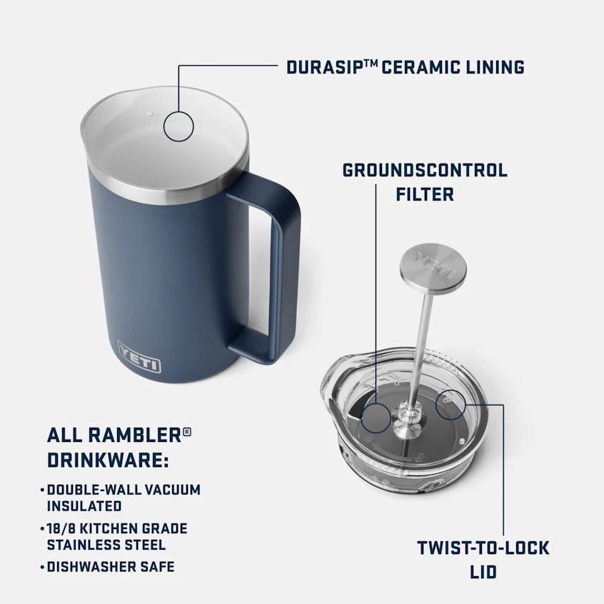 Rambler 34oz French Press With Twist-To-Lock French Press Lid - Image 2