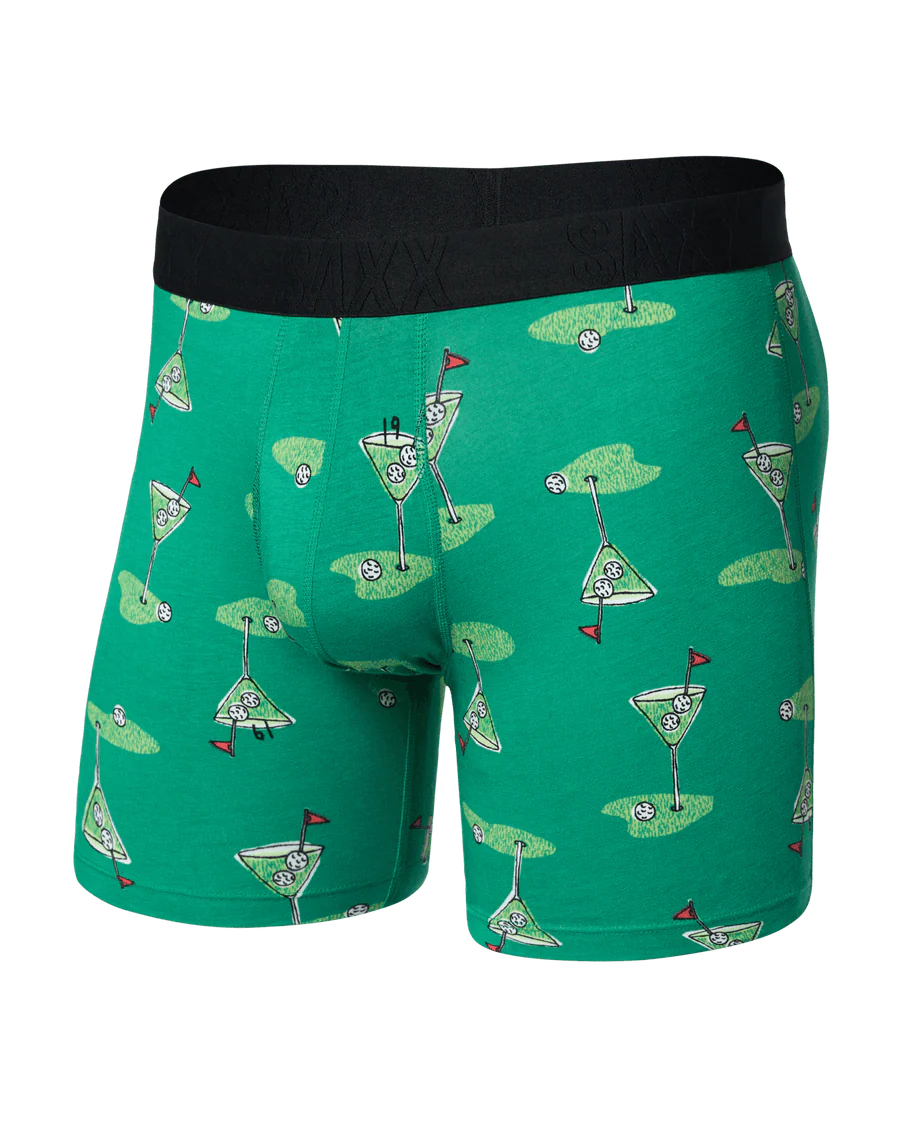 Saxx DropTemp Cooling Cotton Boxer Brief - Golf Martini-Lush Meadow