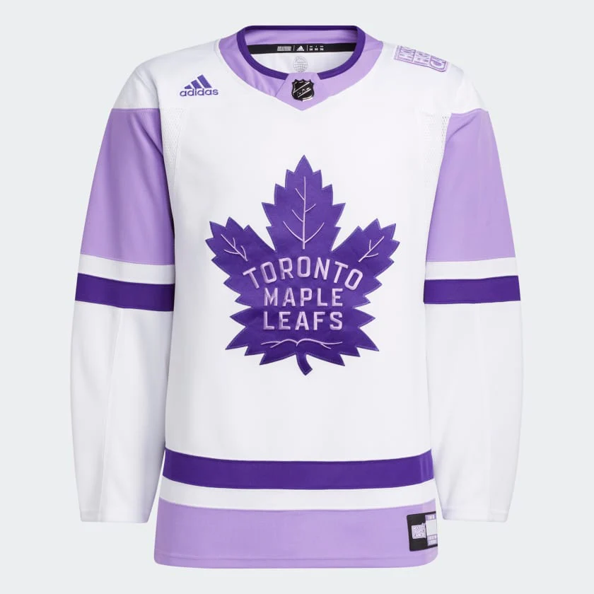 White Maple Leafs Hockey Fights Cancer Jersey