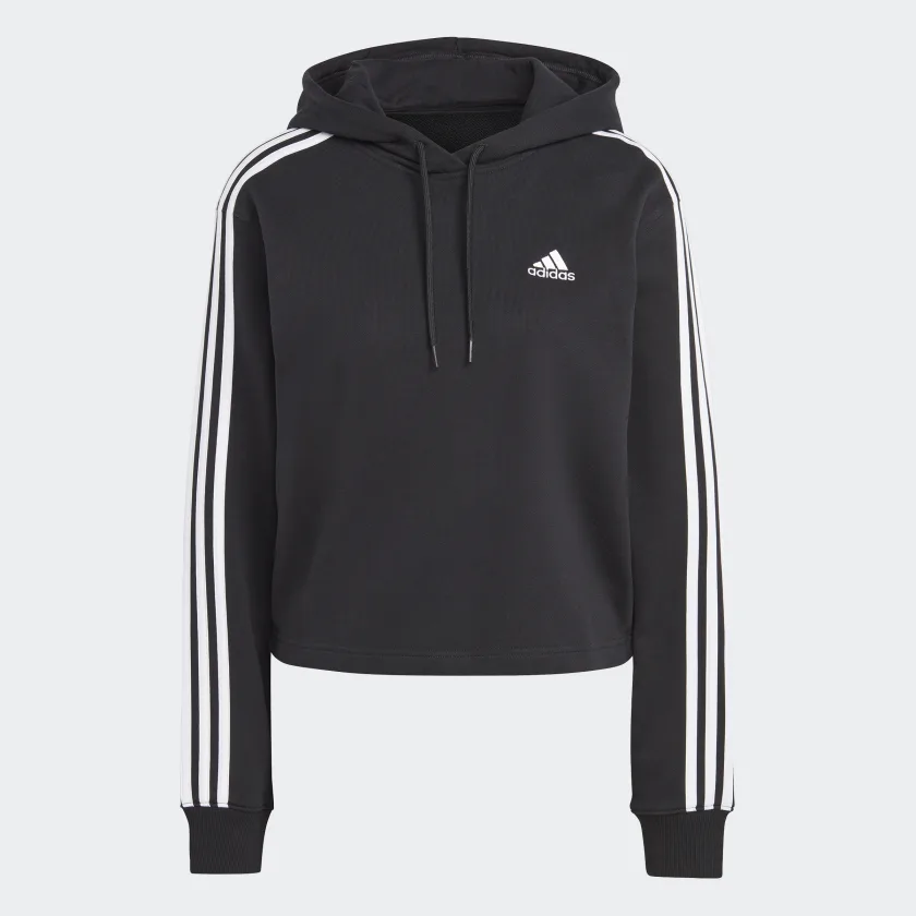 Women's Essentials 3 Stripe French Terry Crop Hoodie - Image 3